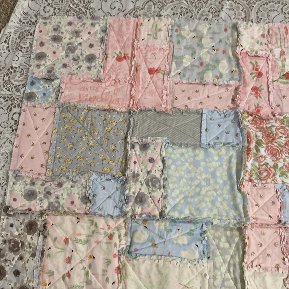 Brand New Baby Quilt with Girly Princess Motifs
